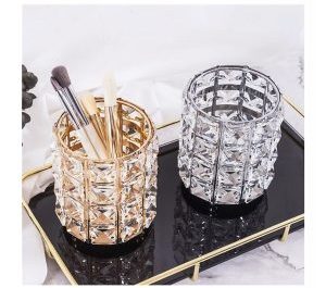 Organizador de pinceles y limas redondo plateado