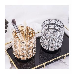 Organizador de pinceles y limas redondo plateado