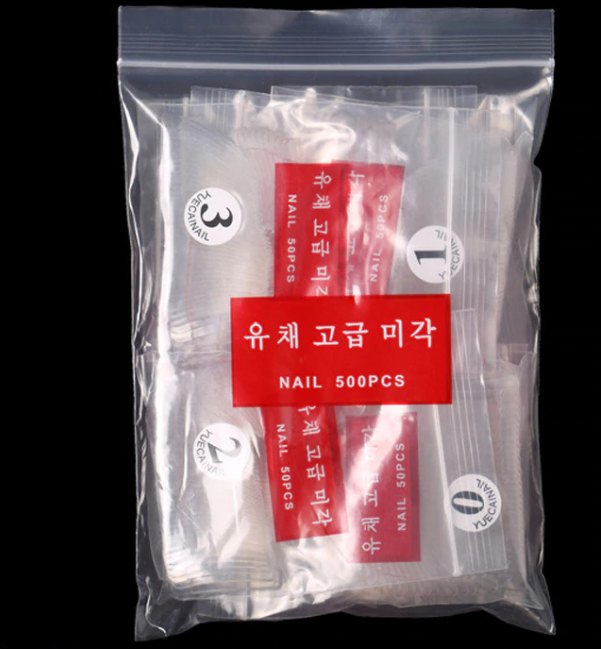 Tips de uñas bolsas de 500 unidades TRANSPARENTE - Imagen 2