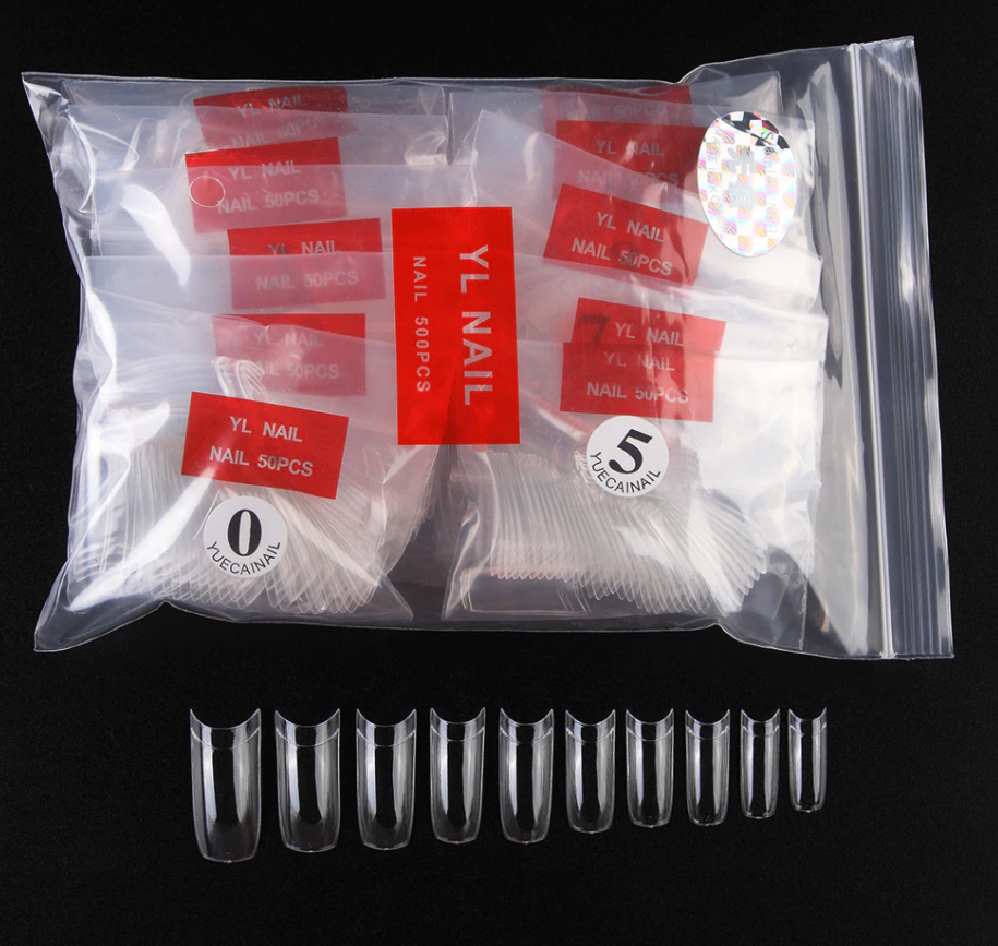 Tips de uñas bolsas de 500 unidades TRANSPARENTE