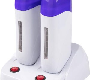 Calentador de Cera Tibia Roll-on Kit de Depilación Estética Fundidor Doble Rollones