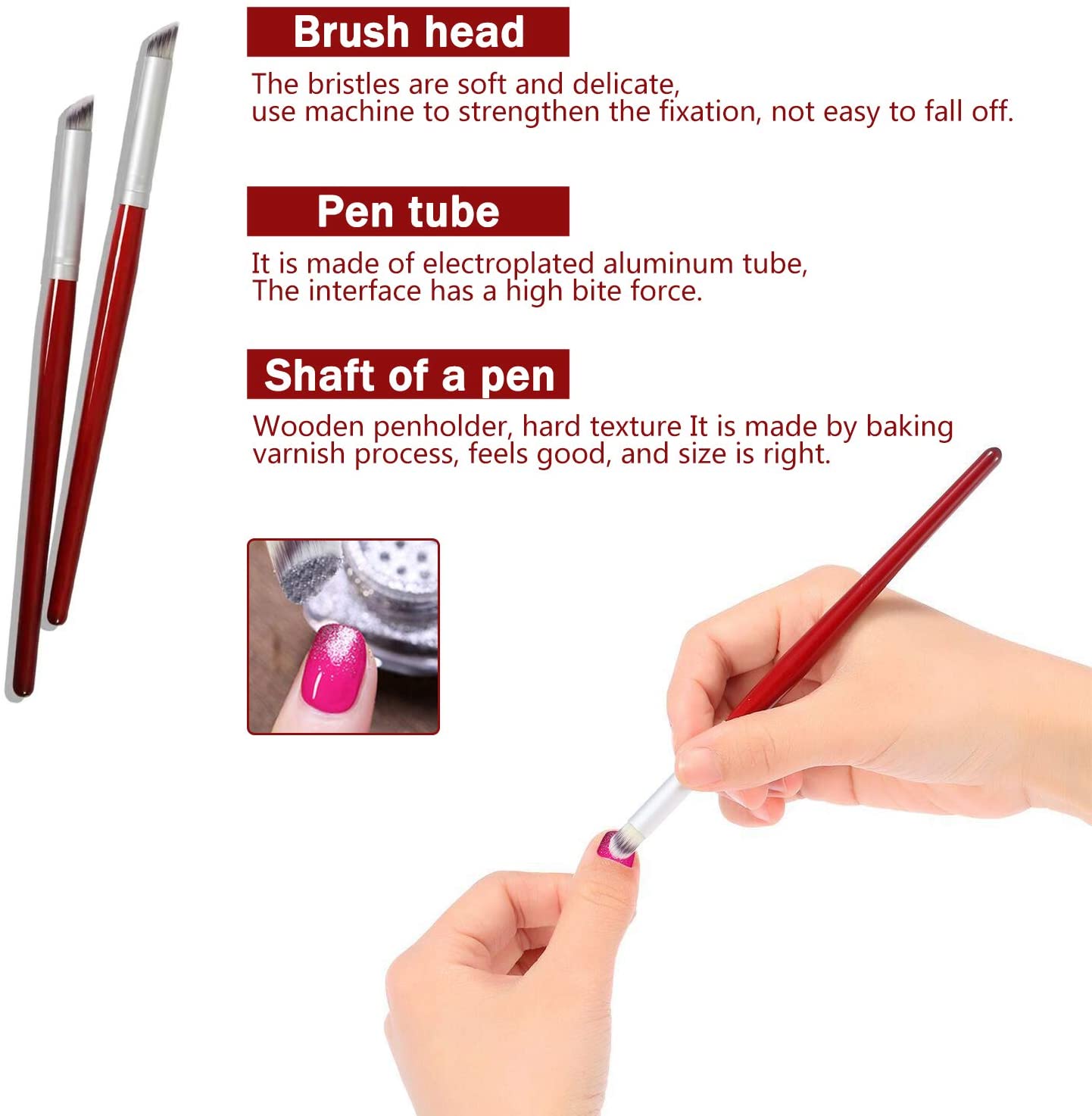 Pincel Degrade Pata De Cabra Para Uña Esculpidas Decoración - Imagen 2