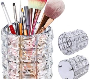 Organizador con piedras de pinceles limas brochas redondo plateado