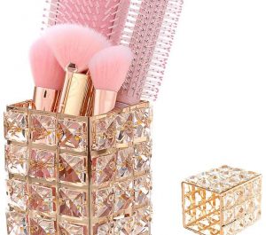 Organizador de pinceles limas brochas cuadrado dorado