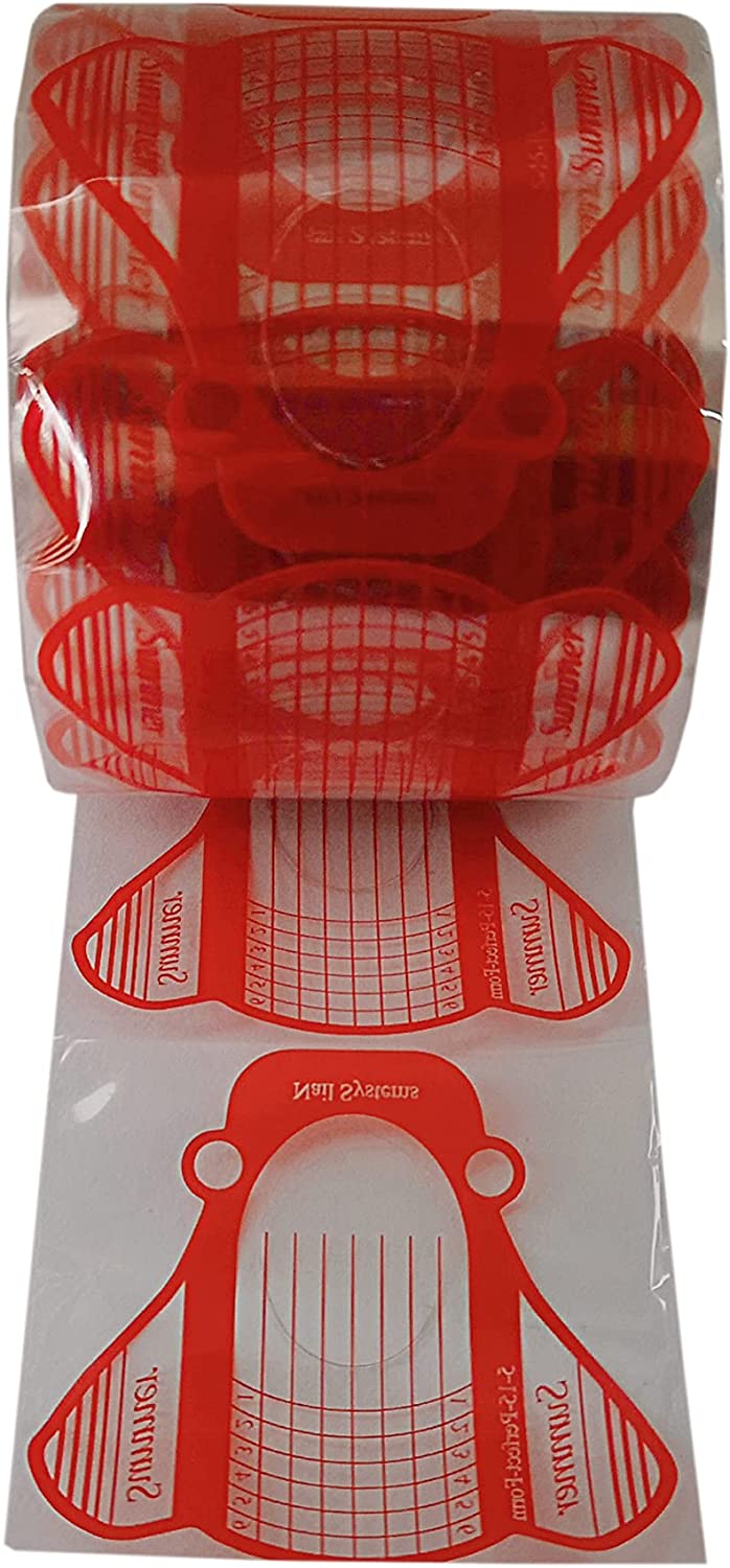 500 moldes de uñas en forma de mariposa autoadhesivos transparente rojo - Imagen 2