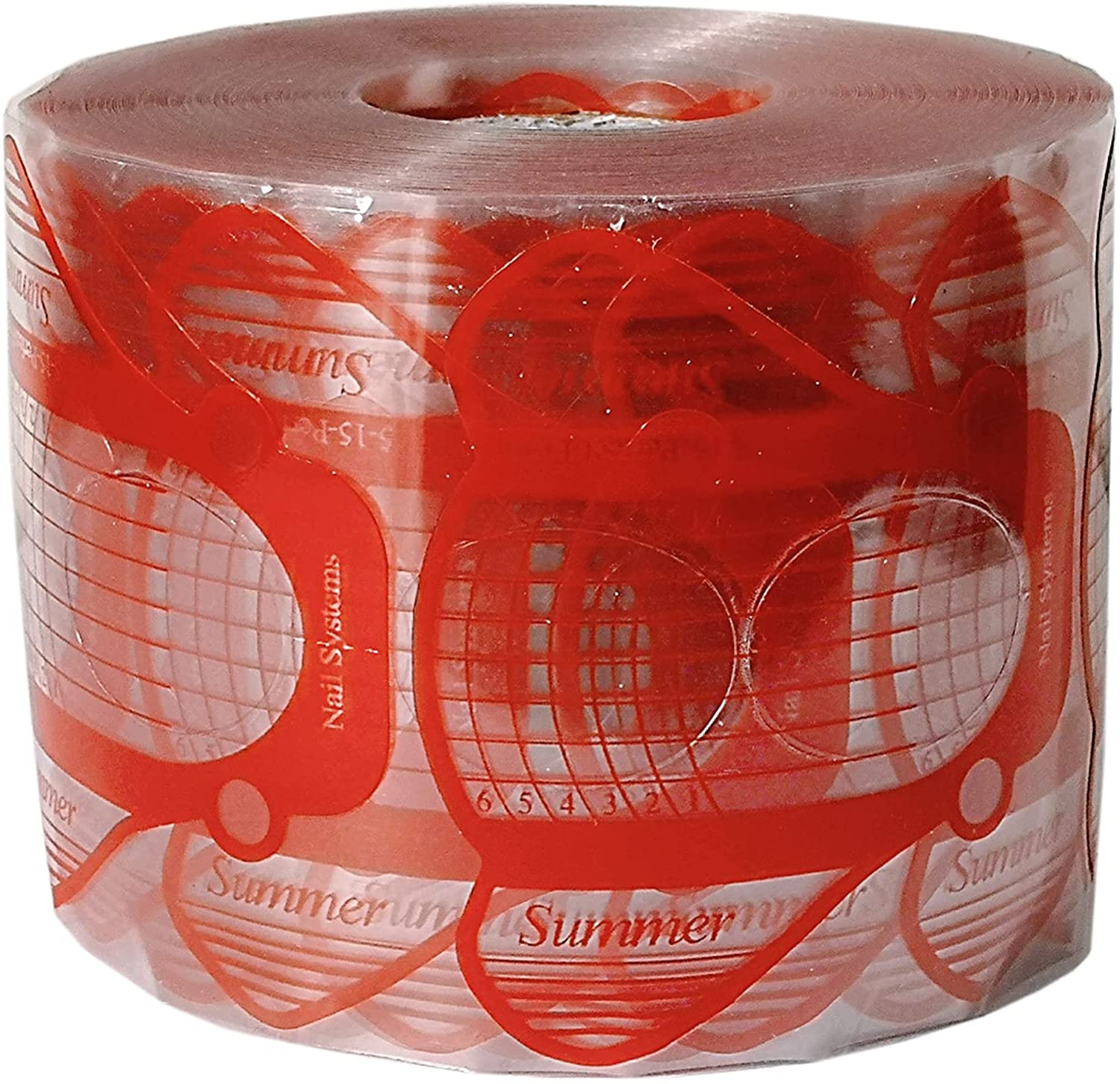 500 moldes de uñas en forma de mariposa autoadhesivos transparente rojo