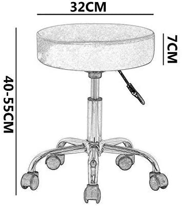 Taburete Ajustable en Altura, Taburete Giratorio con Ruedas, Taburete de Cuero sintético, Ajustable, Negro - Imagen 2