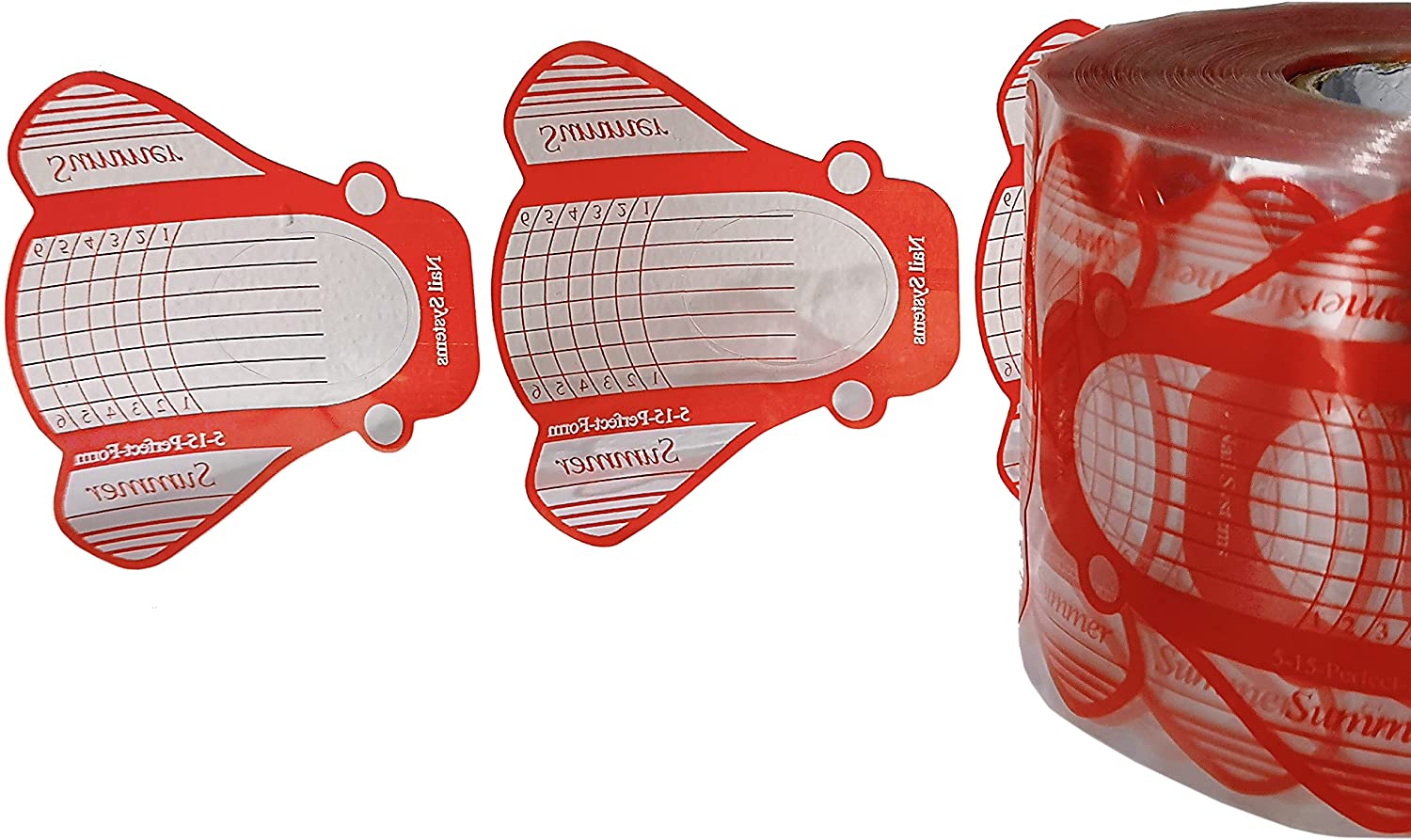 500 moldes de uñas en forma de mariposa autoadhesivos transparente rojo - Imagen 4