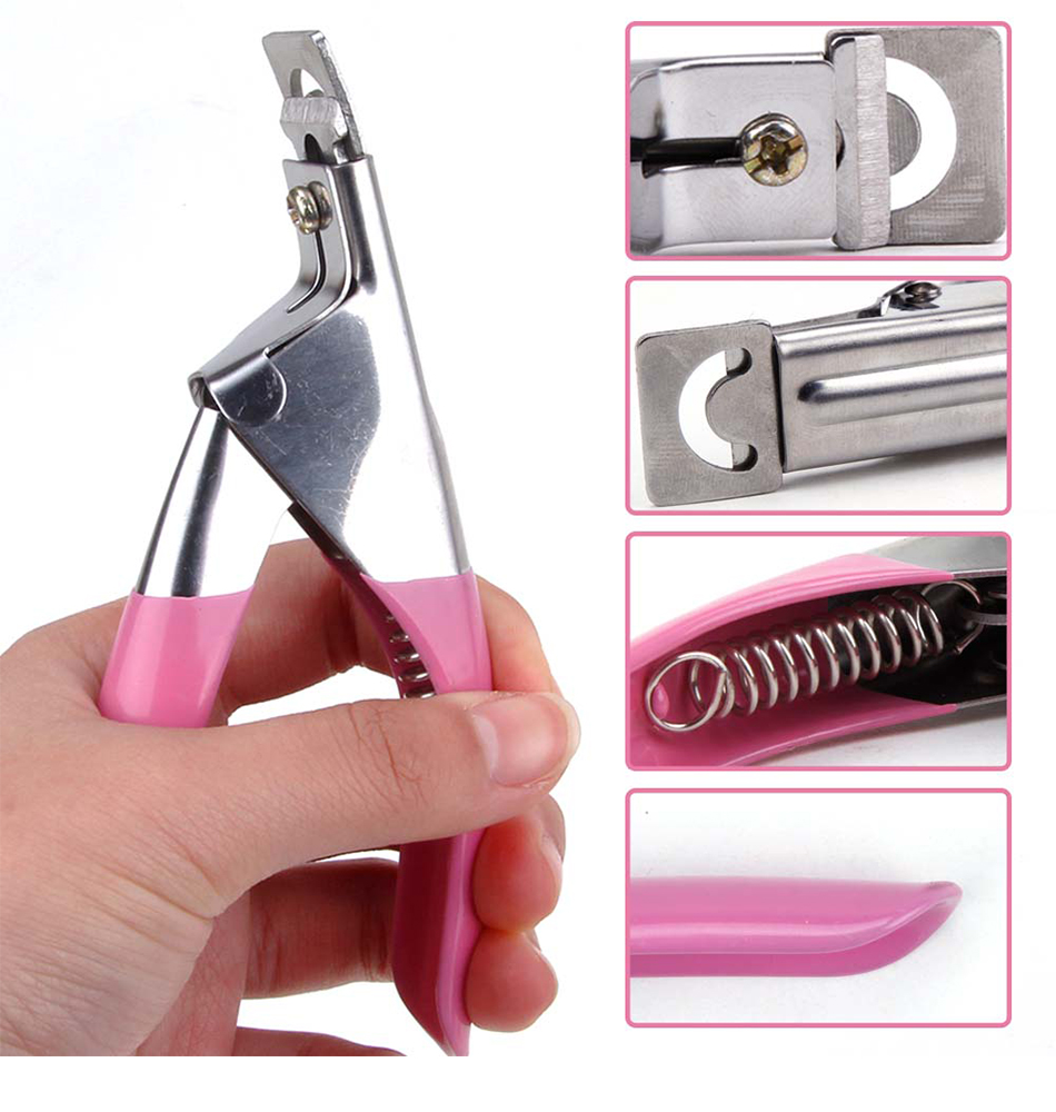 Cortatips cortaúñas para uñas acrílicas cortador de manicura guillotina postizas ROSA - Imagen 3