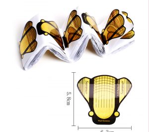 500 moldes de uñas en forma de mariposa autoadhesivos dorado