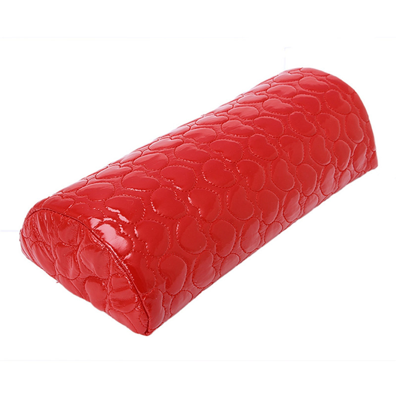 Cojín para manicura polipiel, reposabrazos de manos, cojín de almohada, soporte de cuero PU ROJO