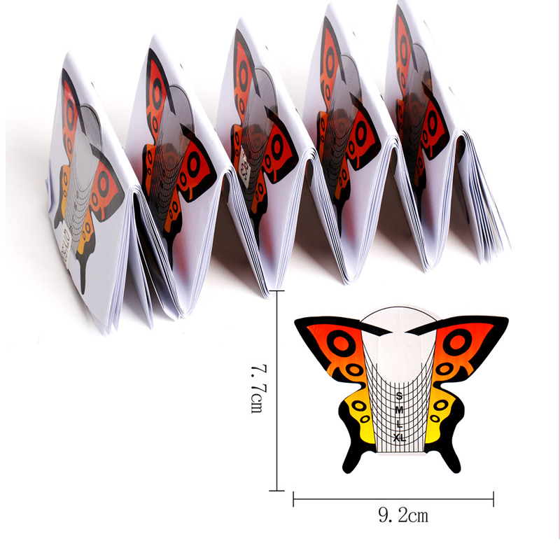300 moldes de uñas en forma de mariposa autoadhesivos naranja