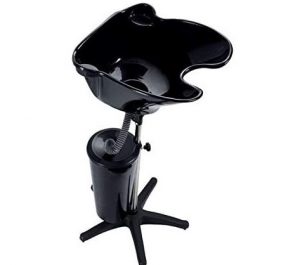 Lavacabeza Portátil Para Peluquería Lavabo Regulable y Basculante (Negro+Cubo)