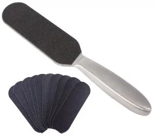 LIMA PEDICURA ACERO INOXIDABLE CON RECAMBIO DOBLE CARA