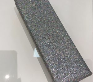 Almohada manicura purpurina plateado