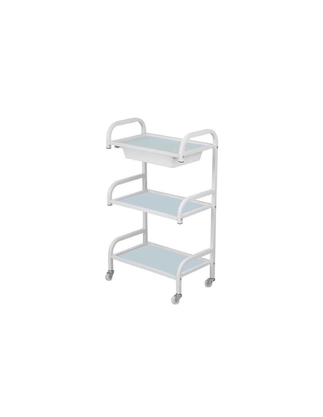 CARRO ESTÉTICA CRISTAL CON CAJON METÁLICO TRANSPARENTE