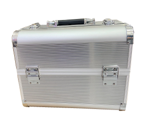 Maletin para Maquillaje Caja estetica portatil raya plateado